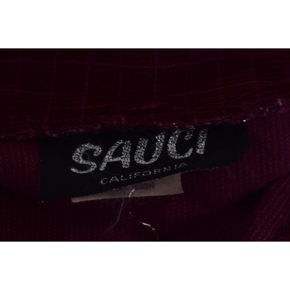 80s Vintage Burgundy Plaid‎ Fitted Poly/Cotton Corduroy Jacket - Picture 10 of 10